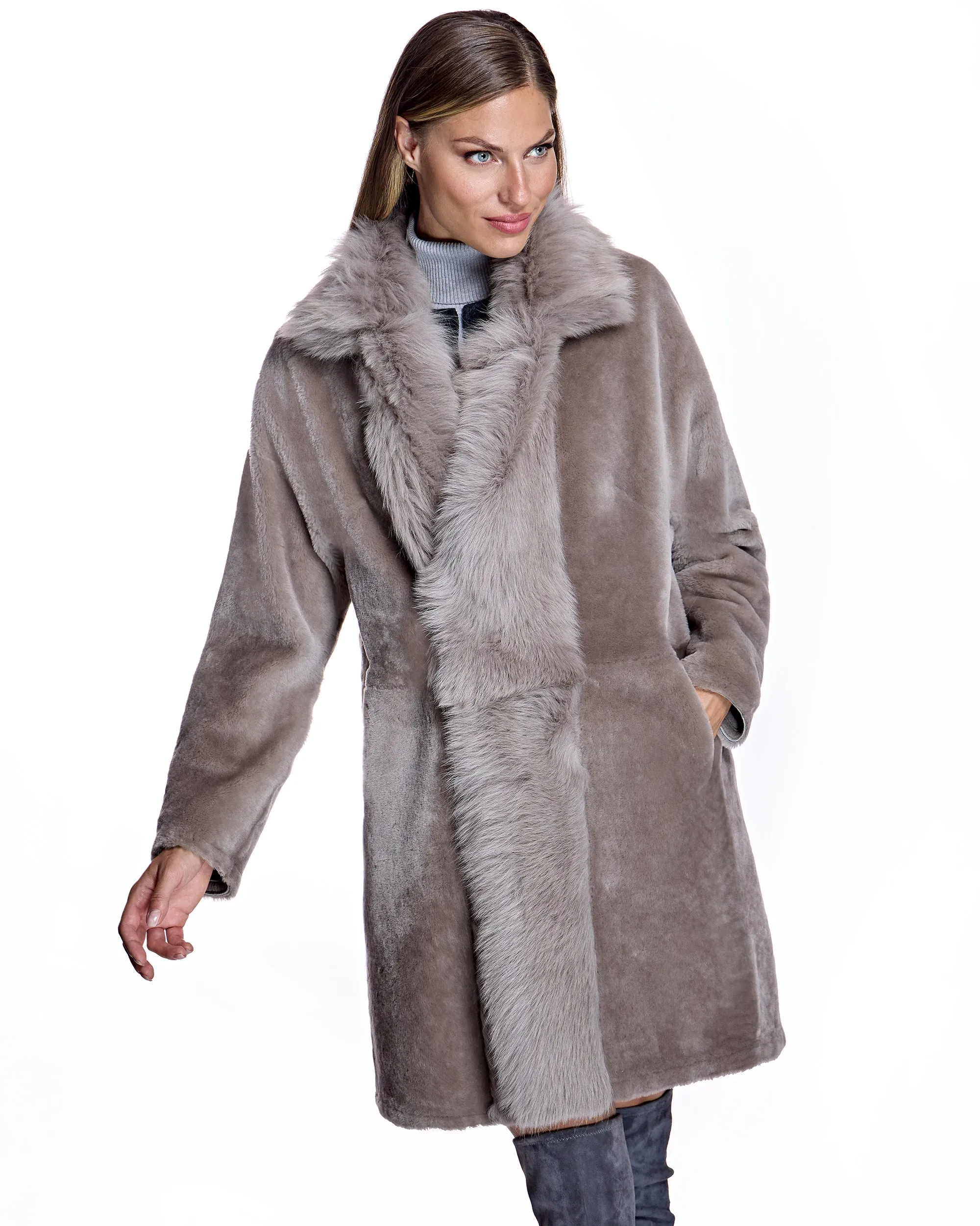 Julia & Stella by Maximilian Reversible Shearling Jacket
