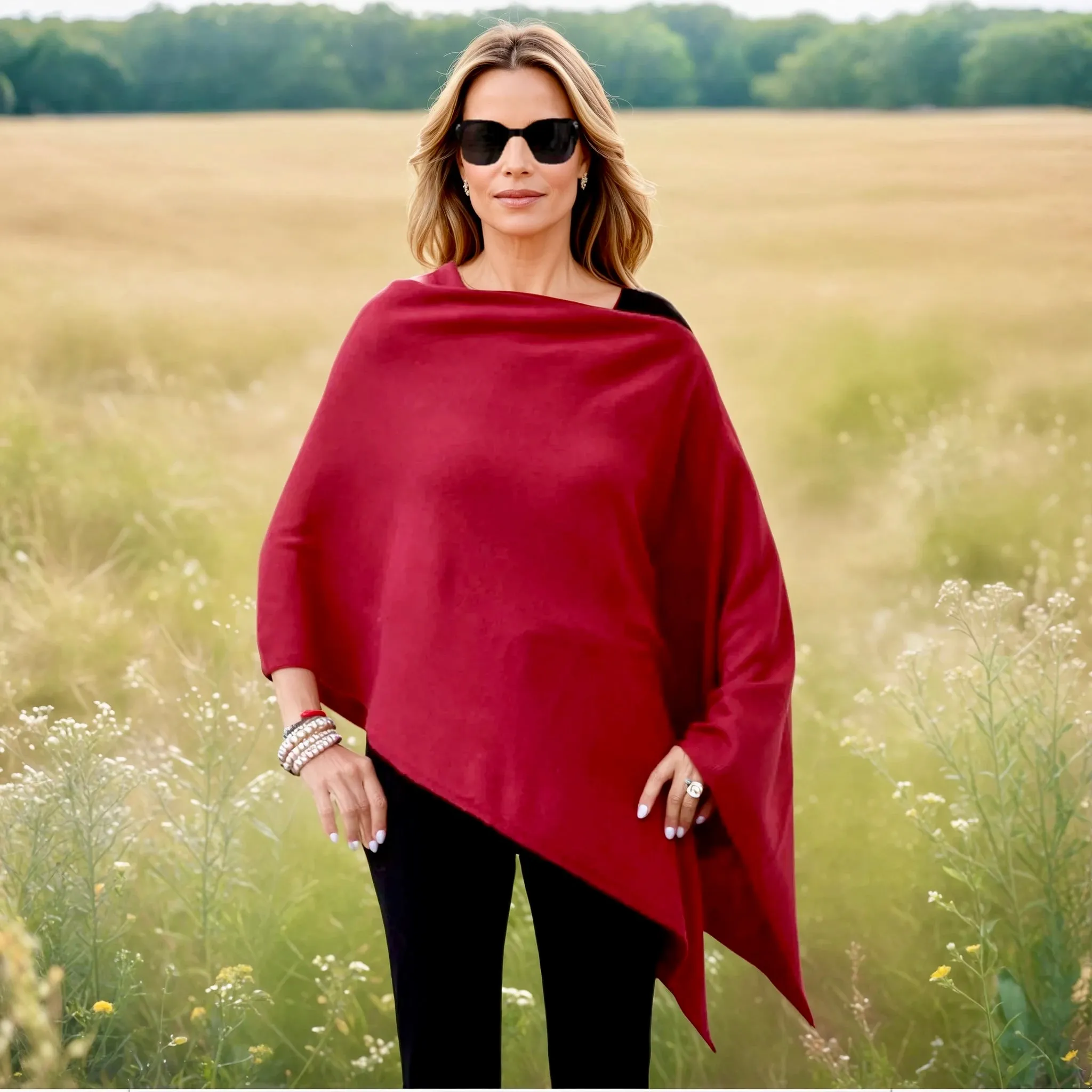 Julian 100% Cashmere Topper Poncho-Soft Warm