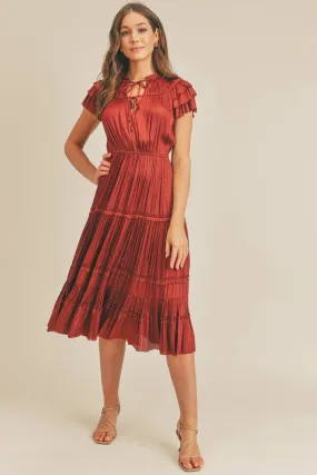 Kianna Ruffle Dress Rust