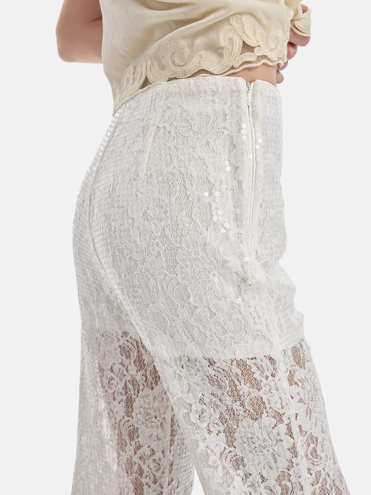 Lace Slim Fit Flare Pants
