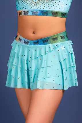 Layered Athletic Skirt in Turquoise Butterfly