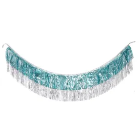 Layered Fringe Garland - Aqua Blue & Silver