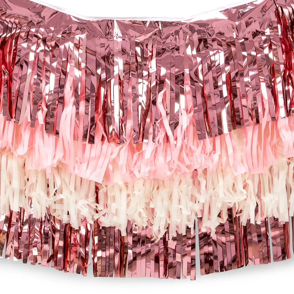 Layered Fringe Garland Decoration - Pink, White & Ivory - Set of 4