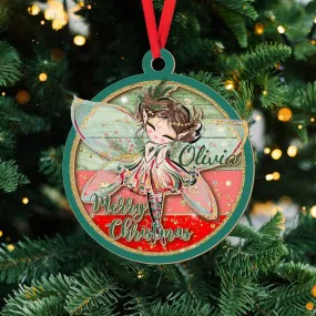Layered Wood Ornament Personalised Christmas Fairy