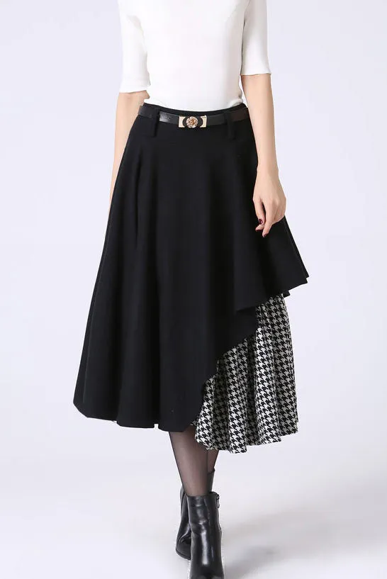 layered wool maxi skirt, Designer swing skirt for winter 0720#