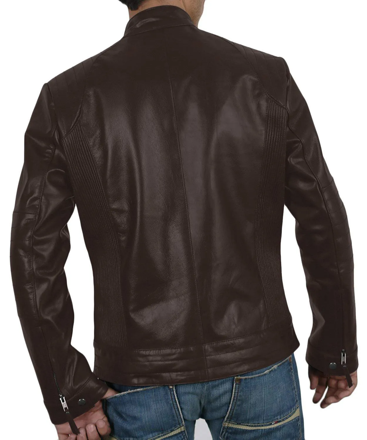 Leather Jackets Hub Mens Genuine Cowhide Leather Jacket (Black, Racer Jacket) - 1501626