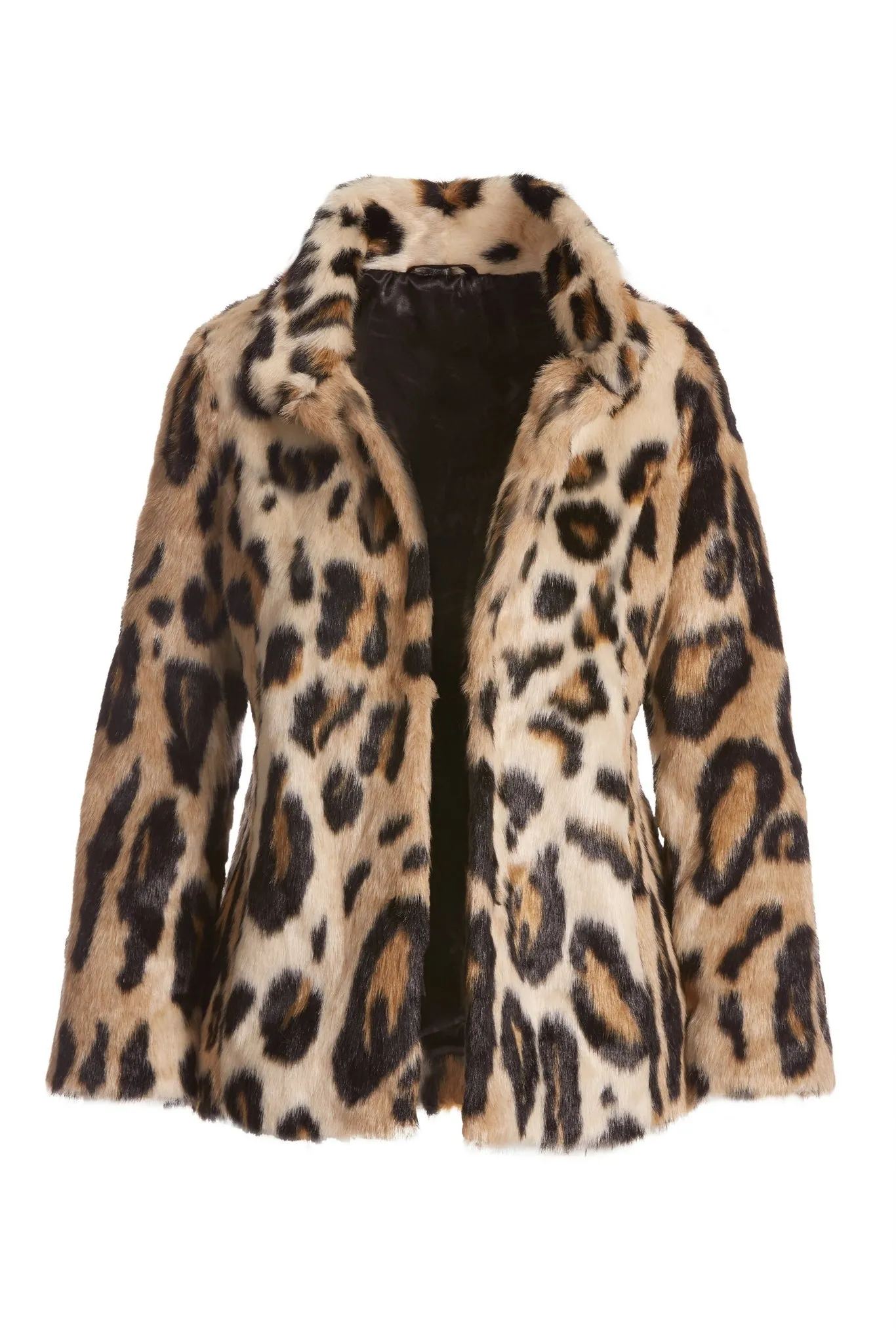 Leopard Print Faux Fur Coat Brown Multi