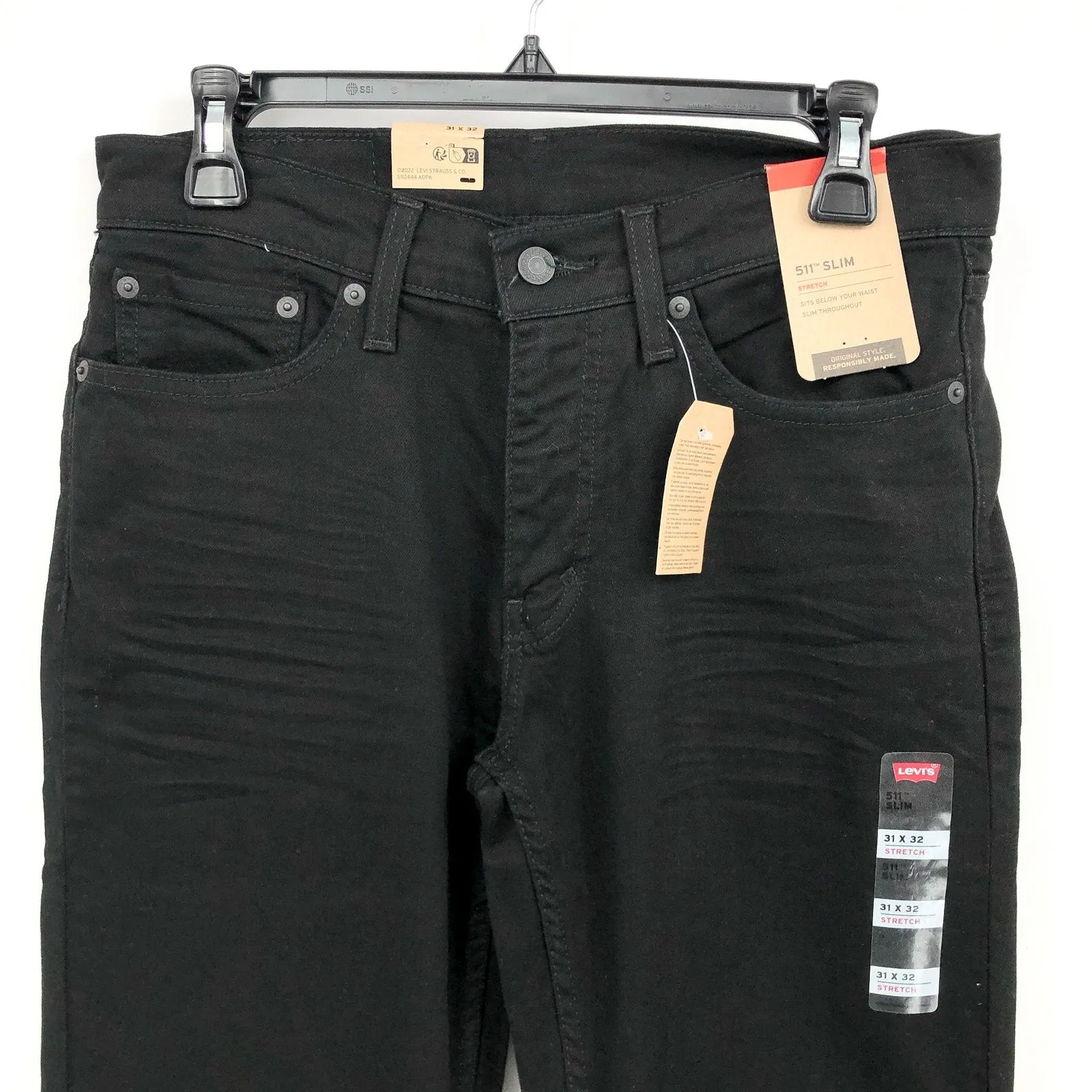 LEVI'S Men's 511 Slim Fit Jeans Size 31x32 Black Stretch Denim