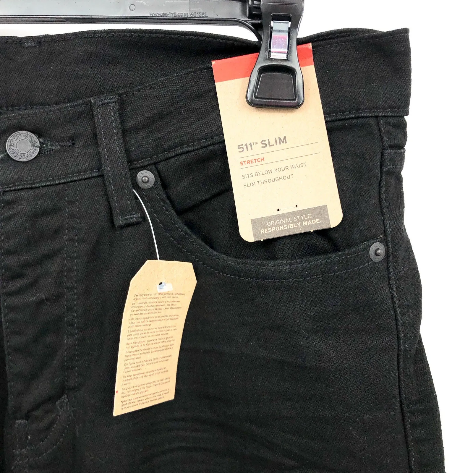 LEVI'S Men's 511 Slim Fit Jeans Size 31x32 Black Stretch Denim