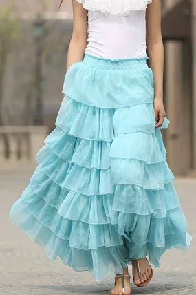 long maxi layered chiffon skirt 0938#