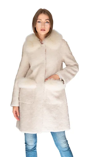 Long Shearling and Fox Fur Jacket