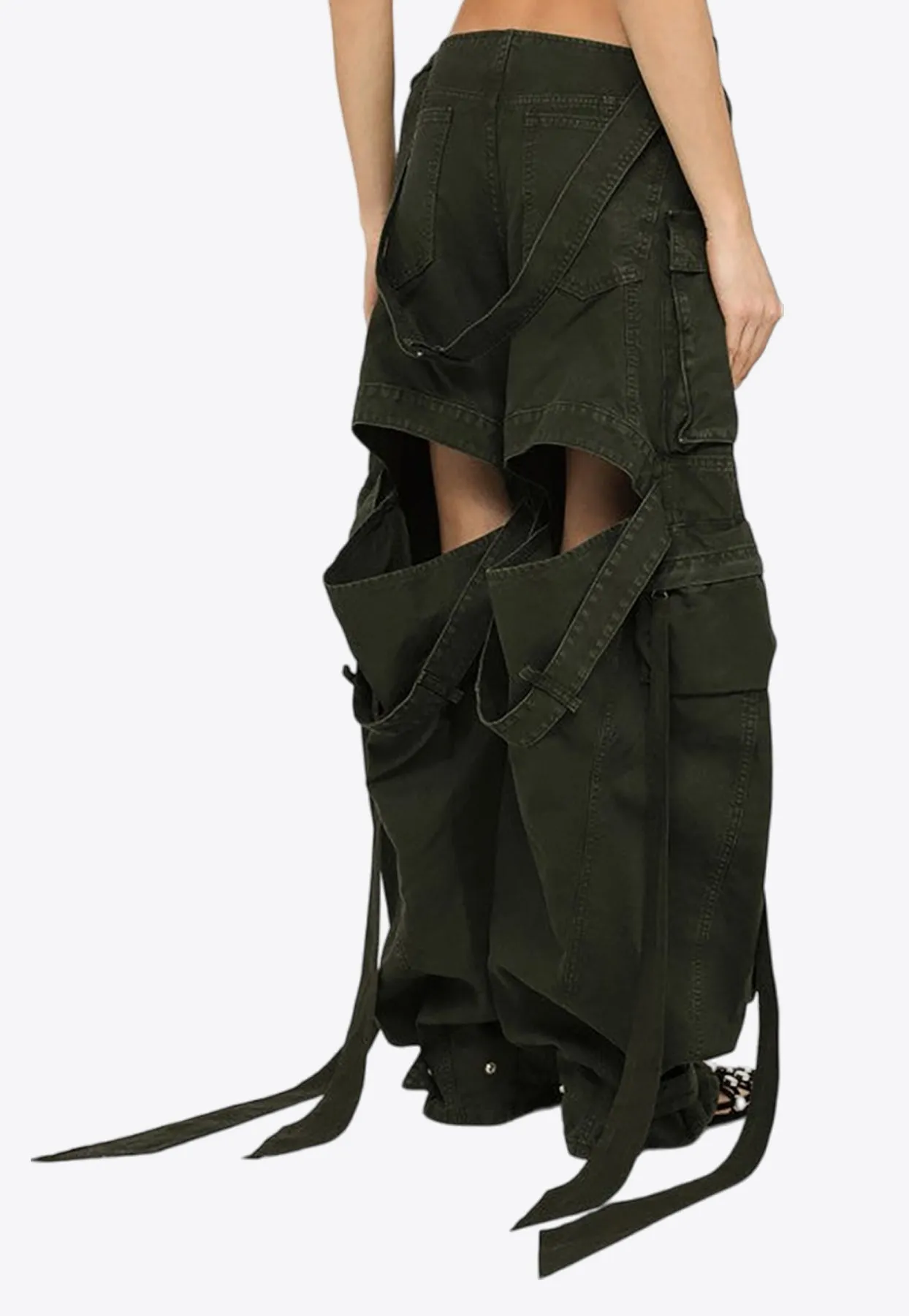 Long Utility Pants with Cut-Outs