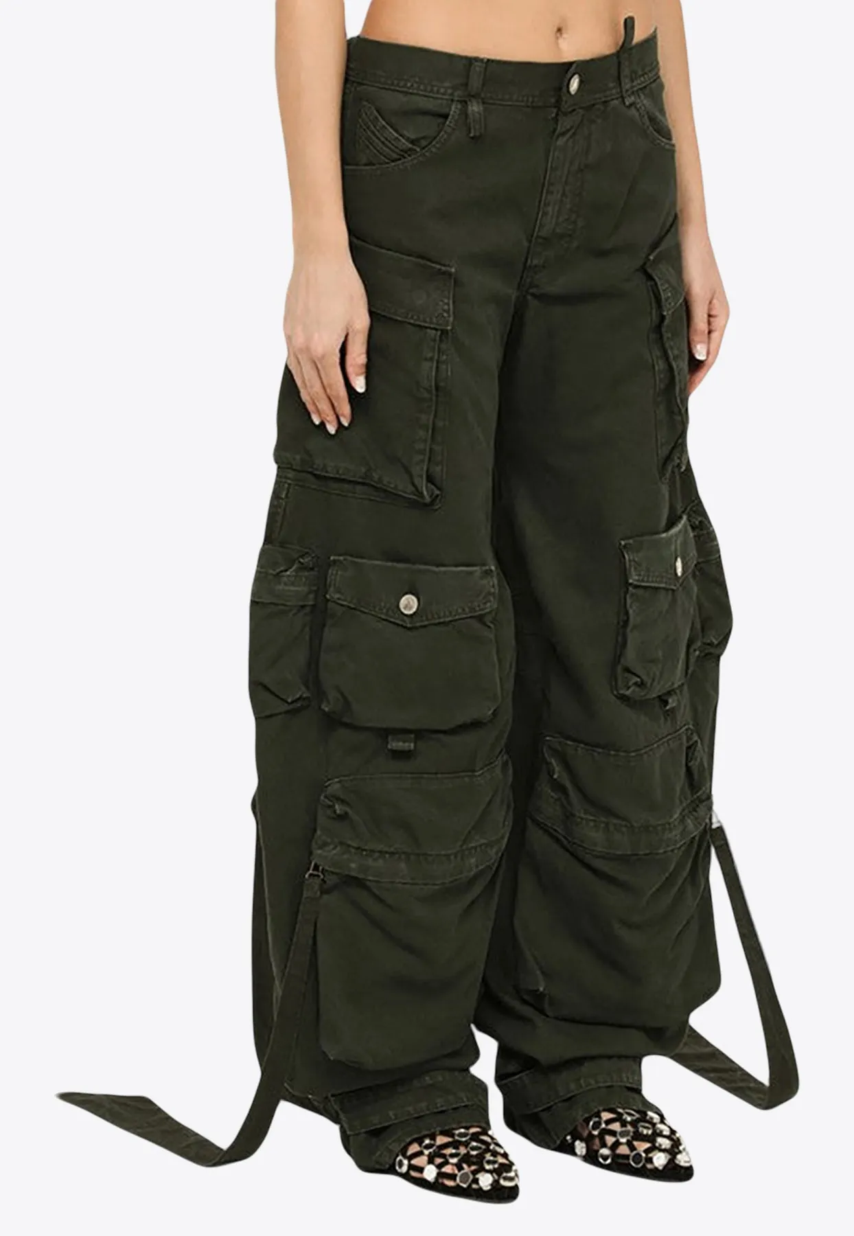 Long Utility Pants with Cut-Outs