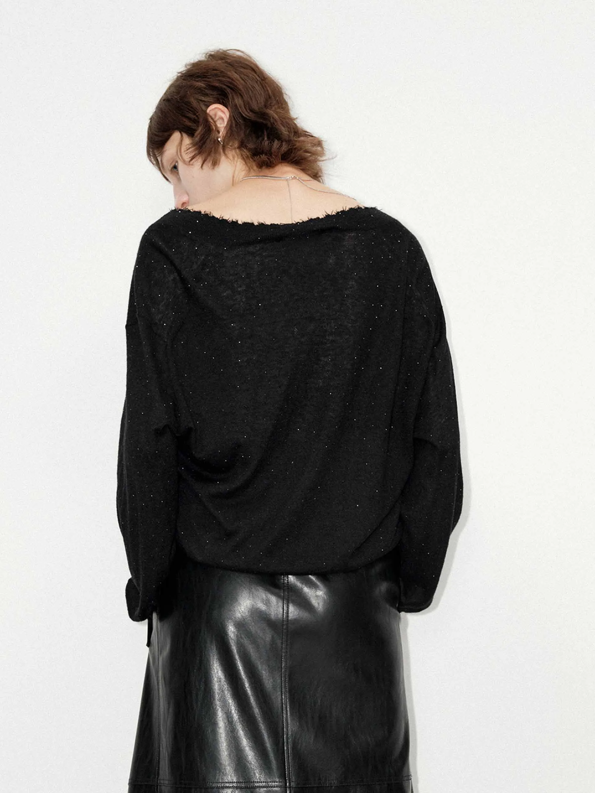 Loose V-neck Knit Sweater