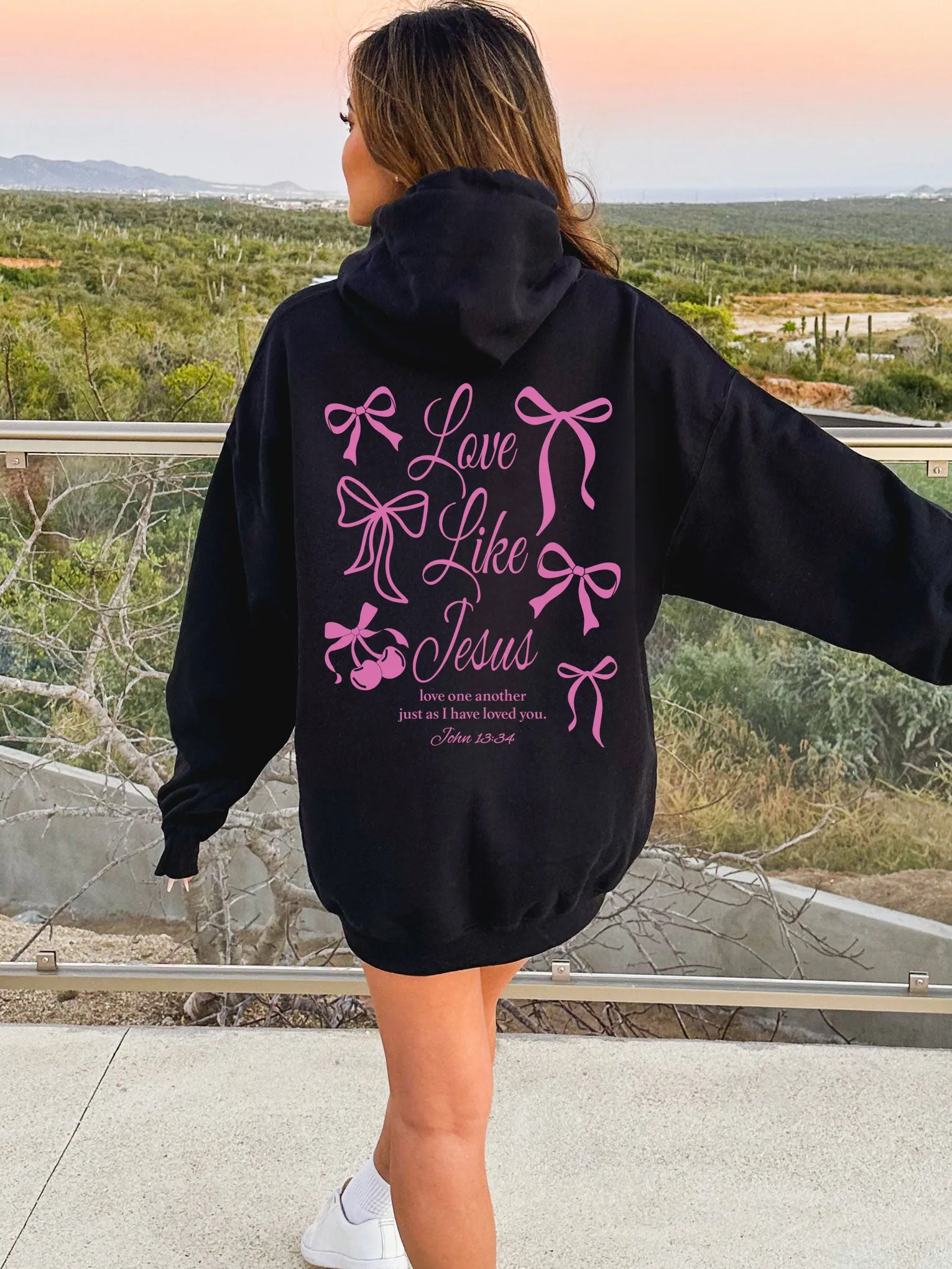 Love Like Jesus Coquette Bows Hoodie - New!