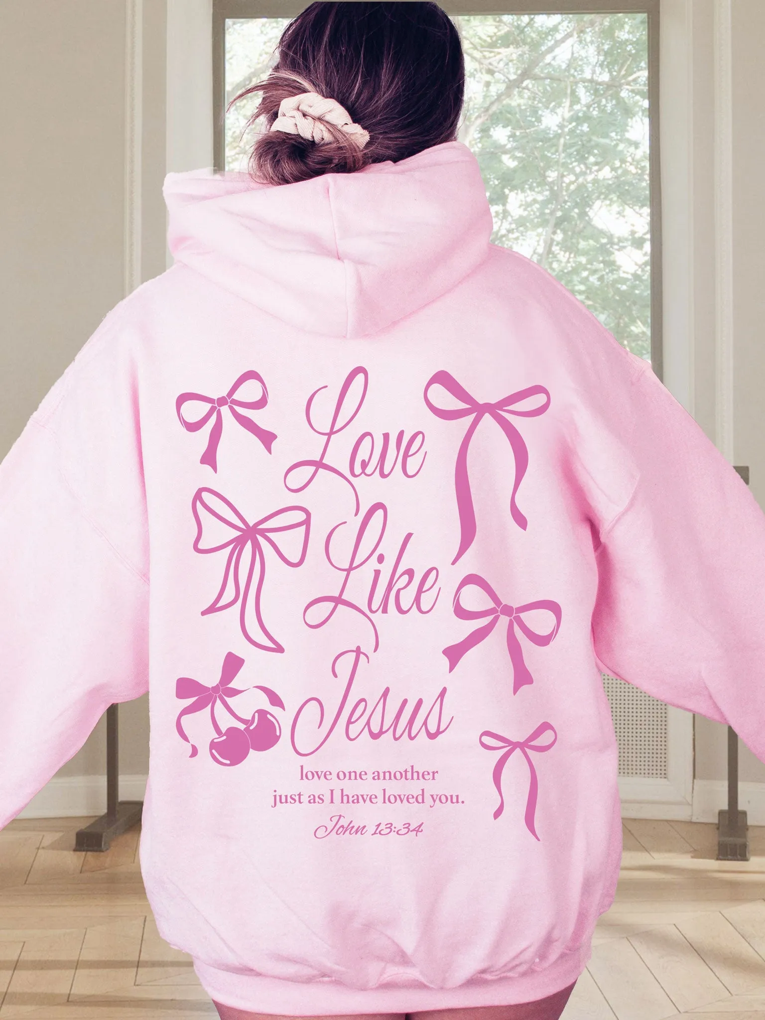 Love Like Jesus Coquette Bows Hoodie - New!