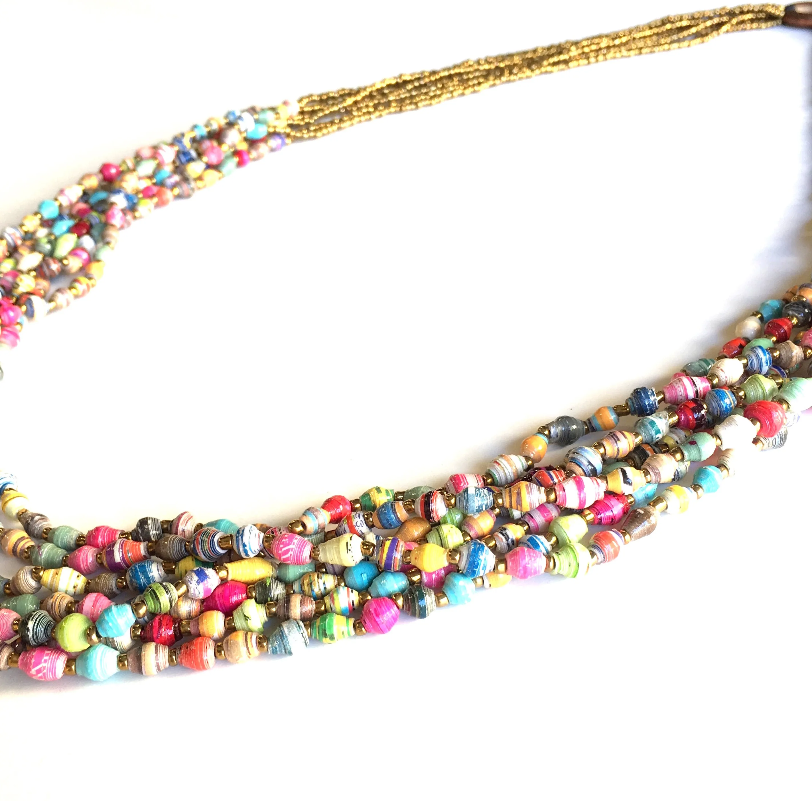 Maasai Five Strand Recycled Paper Bead Necklace