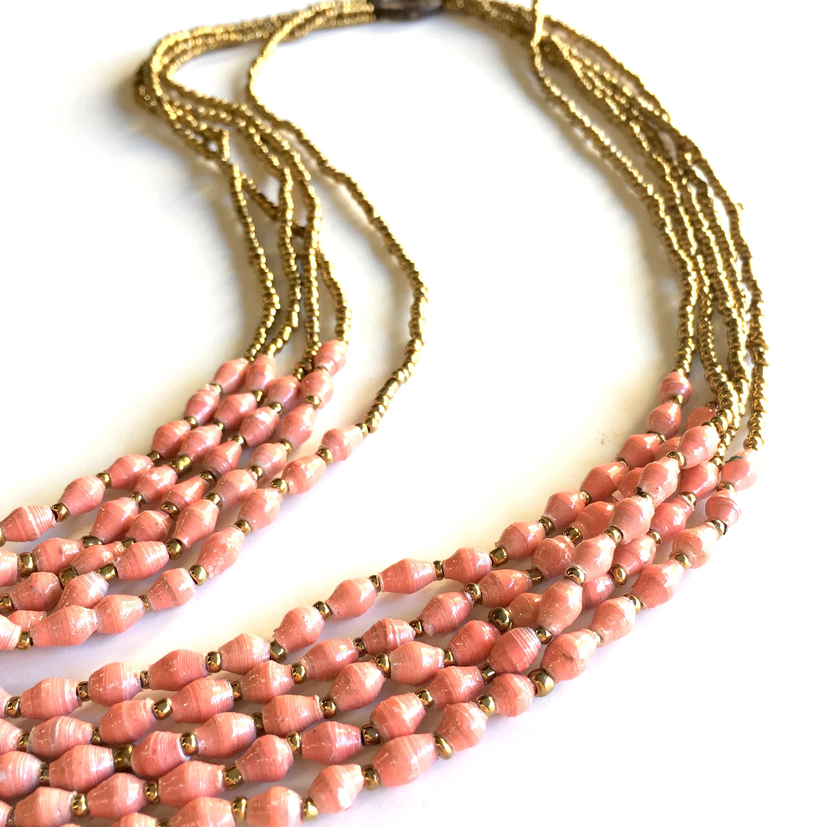 Maasai Five Strand Recycled Paper Bead Necklace