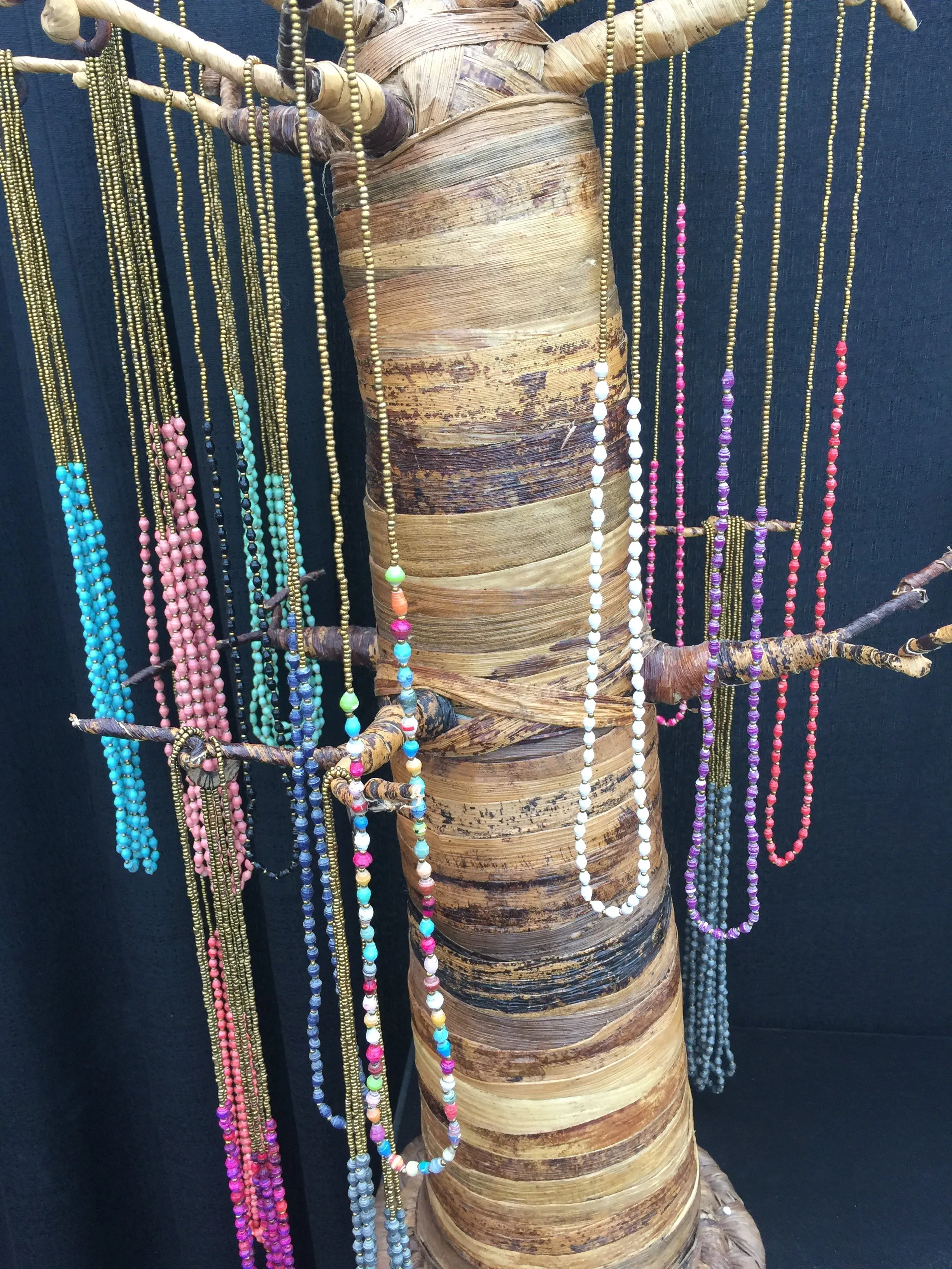 Maasai Five Strand Recycled Paper Bead Necklace