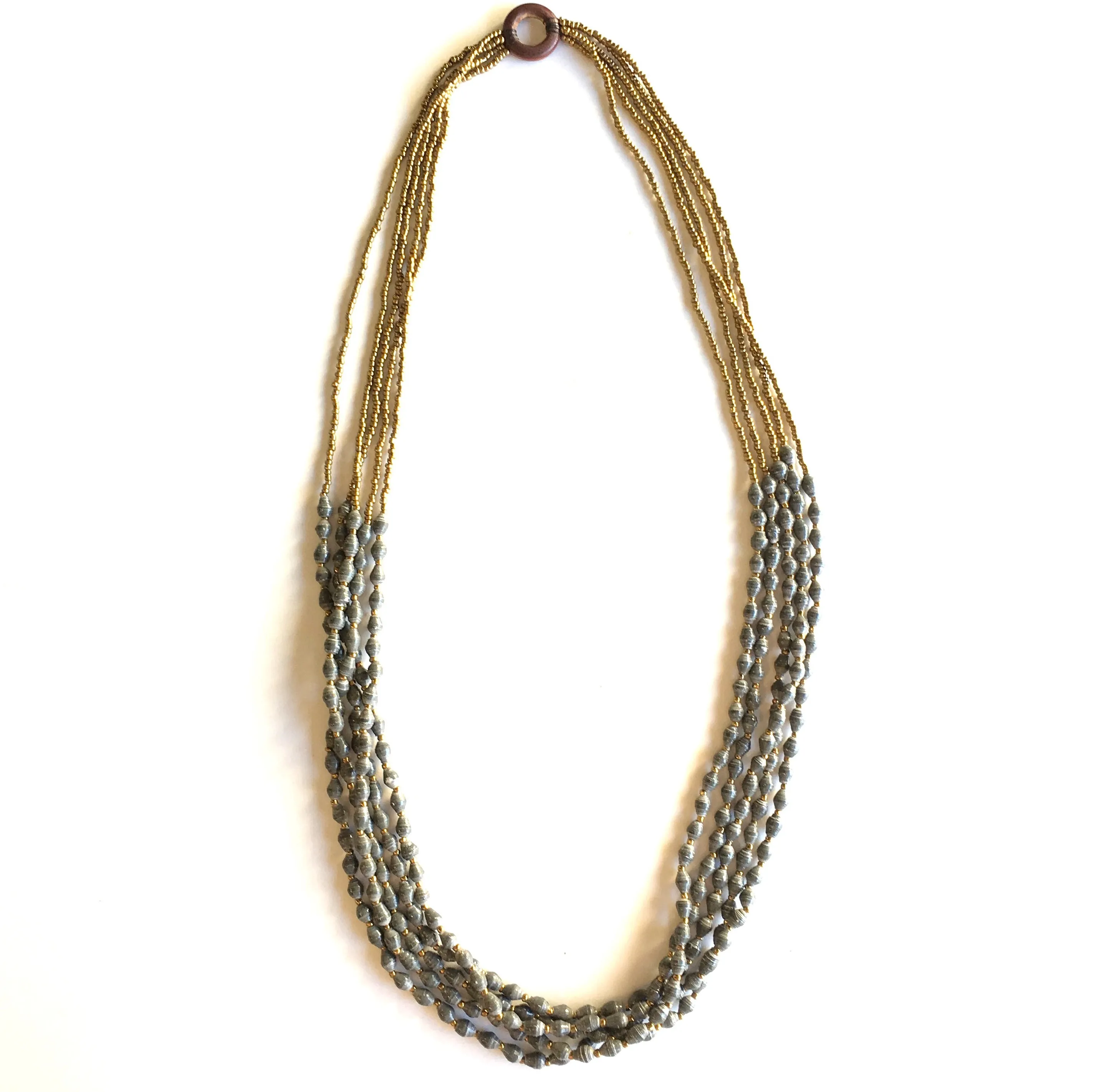 Maasai Five Strand Recycled Paper Bead Necklace