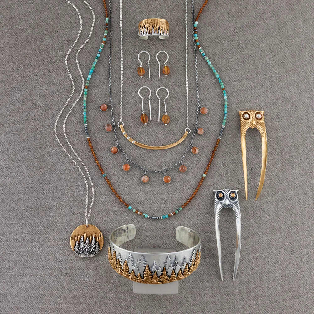 Many Moons Necklace in Sunstone & Antiqued Sterling