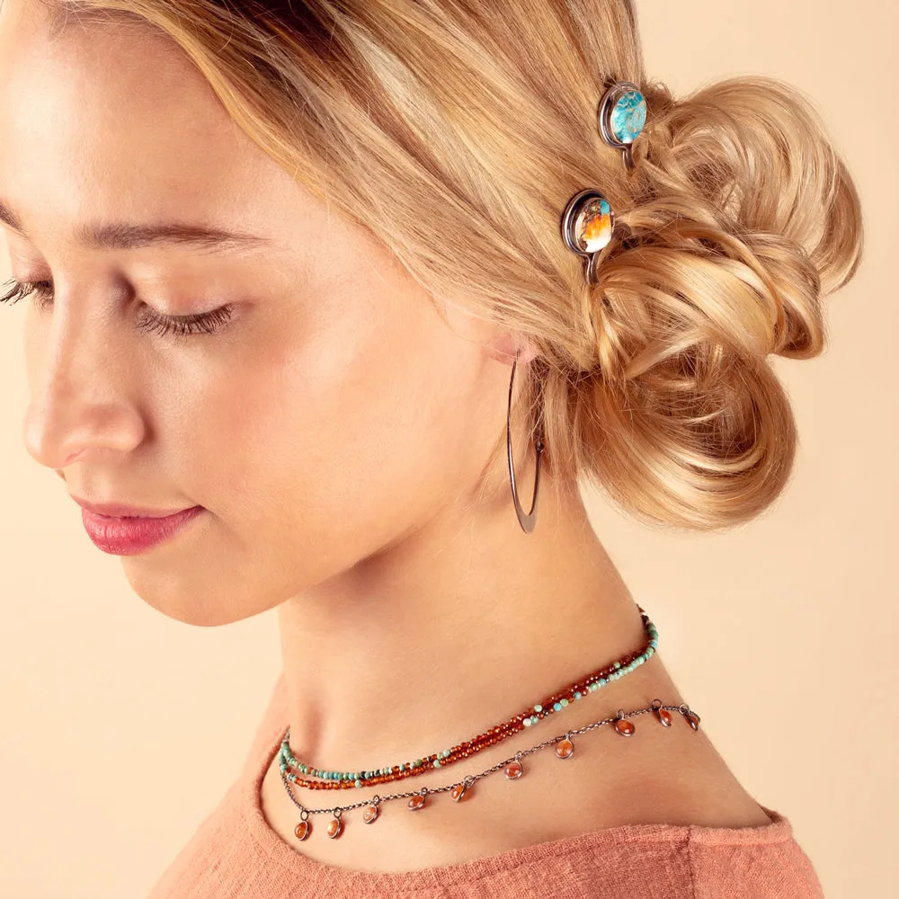 Many Moons Necklace in Sunstone & Antiqued Sterling