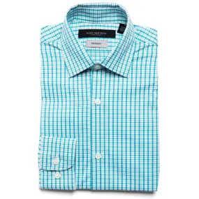 Marc New York Boys Skinny Teal/White Plaid Dress Shirt