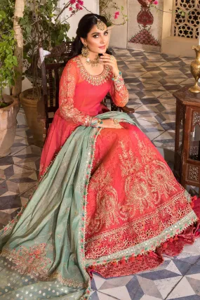 MARIA.B. Mbroidered Heritage Edition – Salmon Pink and Feroza (BD-2402)