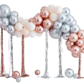 Mix It Up mixed Metallic Balloon Arch With Fringe Curtain