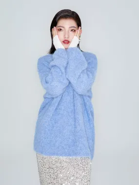 MUKZIN Linglong "Dusk Cloud" V-neck Oversized Alpaca Knitted Sweater