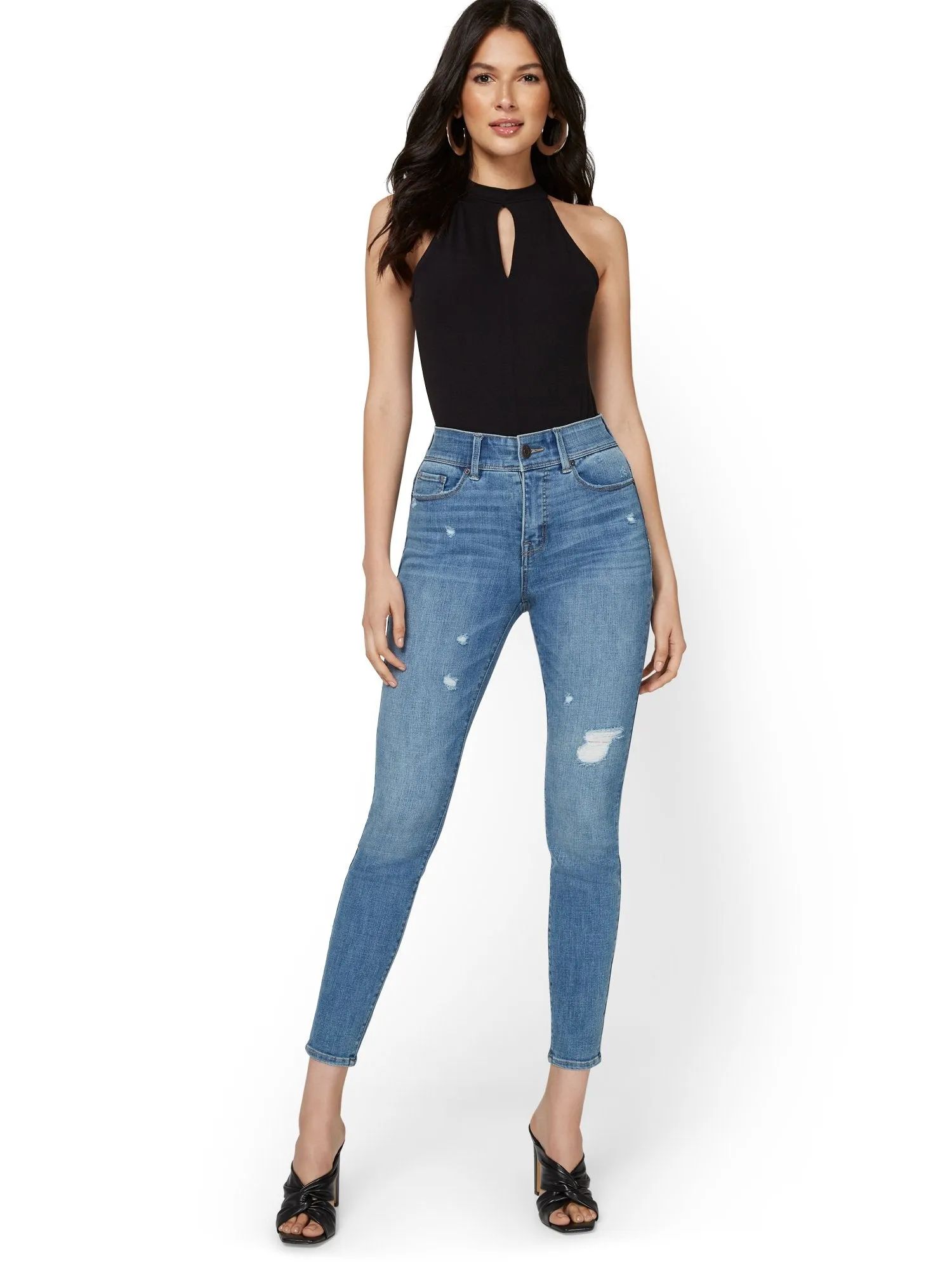 Mya Curvy Ultra High-Waisted Super-Skinny Boost Jeans - Medium Wash