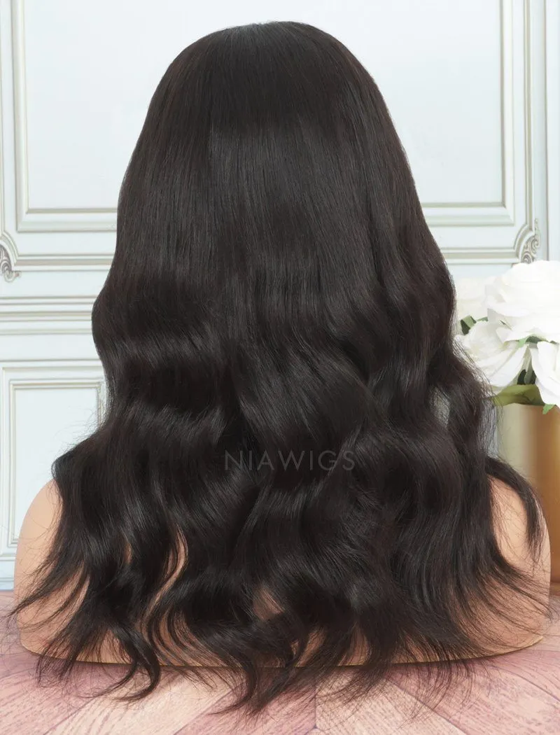 Natural Wavy Human Hair Skin Base Lace Front Wigs