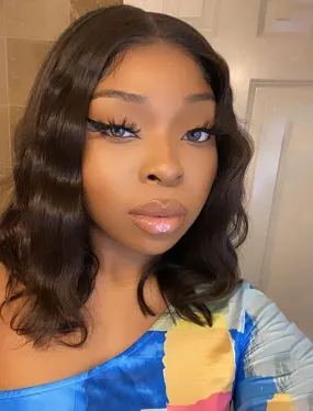 Natural Wavy Human Hair Skin Base Lace Front Wigs
