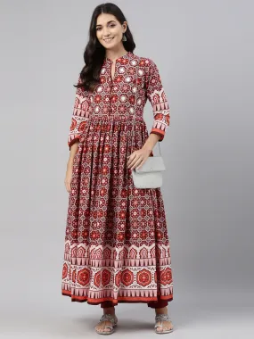 Neeru's Maroon Color Cotton Fabric Tunic