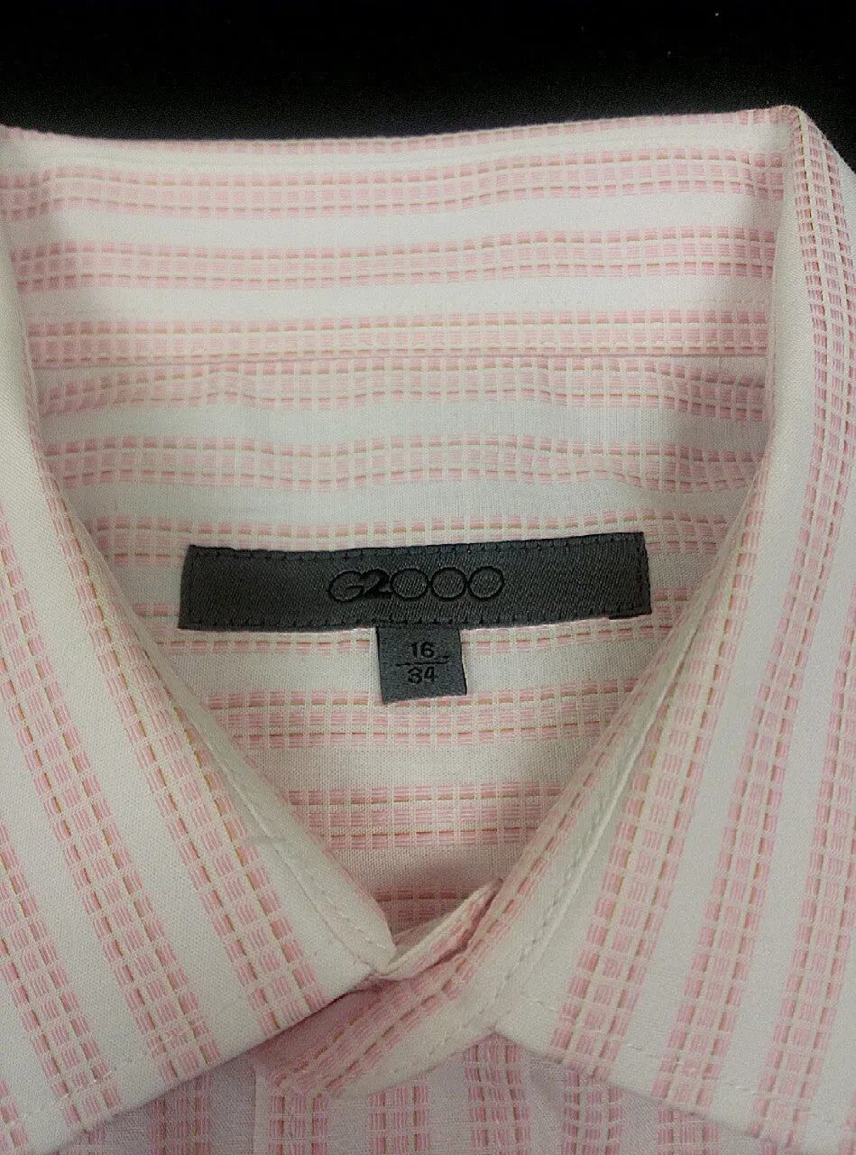 New- G2000 Pink & White Stripe Dress Shirt- size 16x34