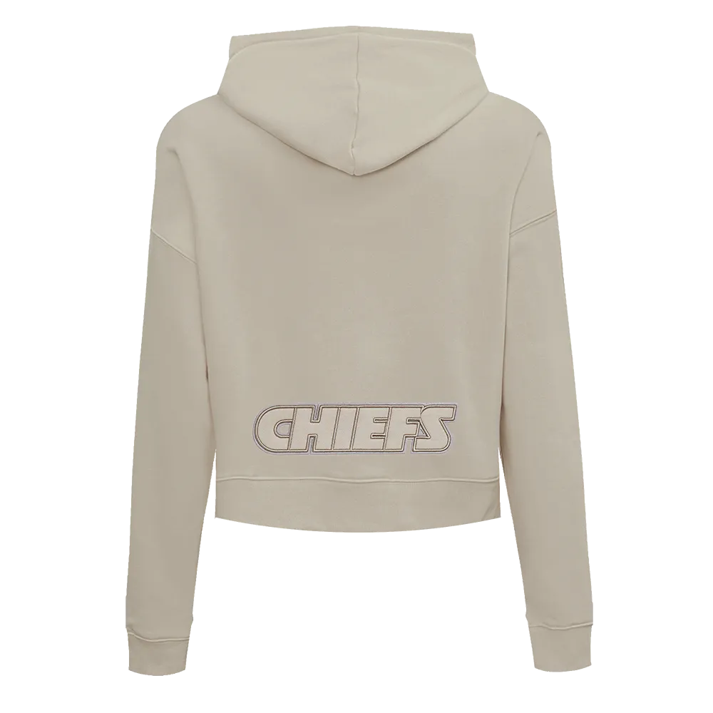 NFL KANSAS CITY CHIEFS NEUTRAL WOMEN'S CROPPED PO HOODIE (TAUPE)