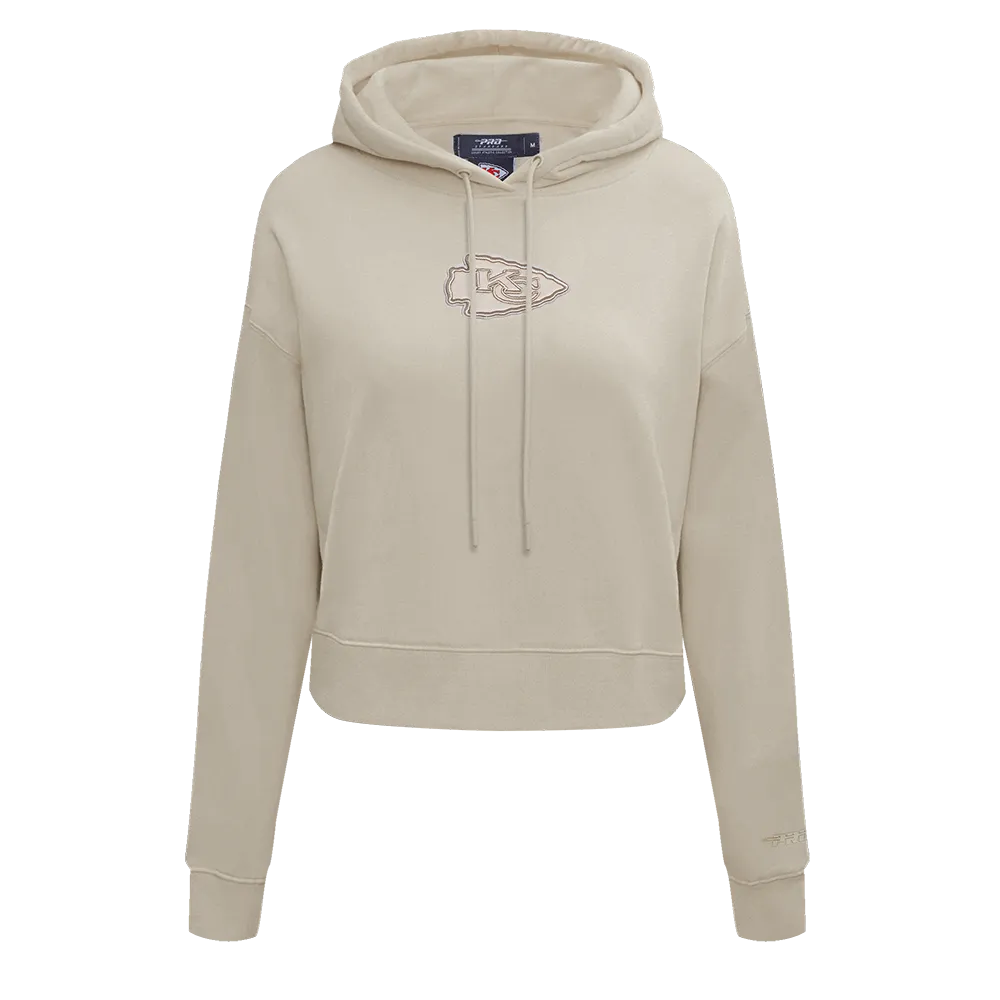 NFL KANSAS CITY CHIEFS NEUTRAL WOMEN'S CROPPED PO HOODIE (TAUPE)