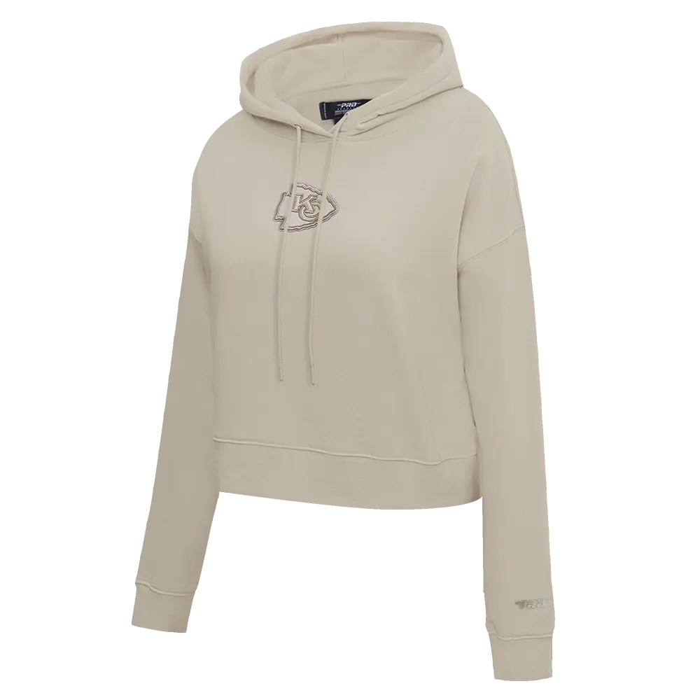 NFL KANSAS CITY CHIEFS NEUTRAL WOMEN'S CROPPED PO HOODIE (TAUPE)