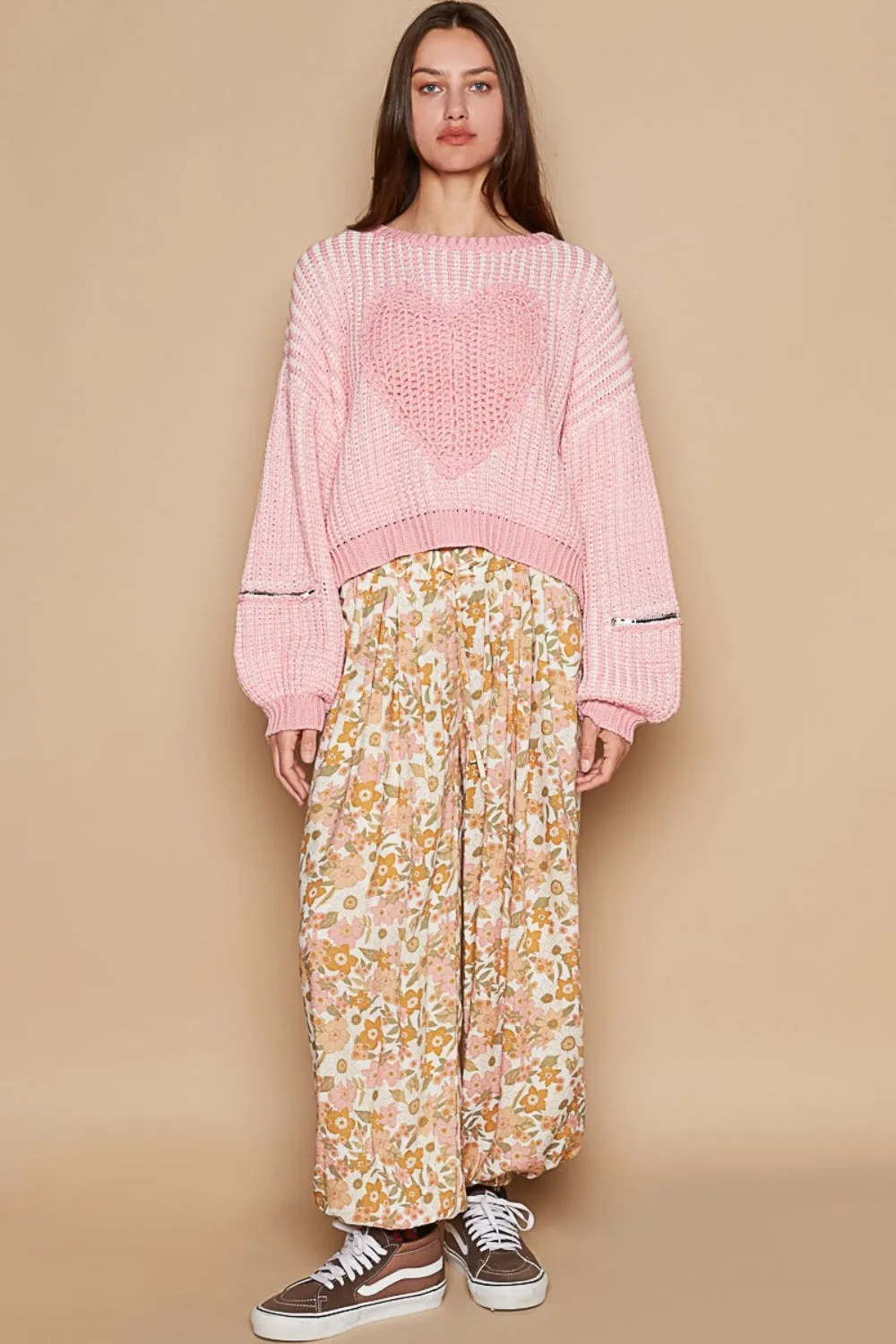 NIANA HEART LUXE SWEATER - CANDY PINK