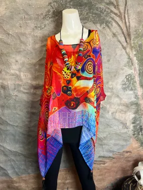 NP73 Silk Georgette Beaded Poncho Top-Kandinsky