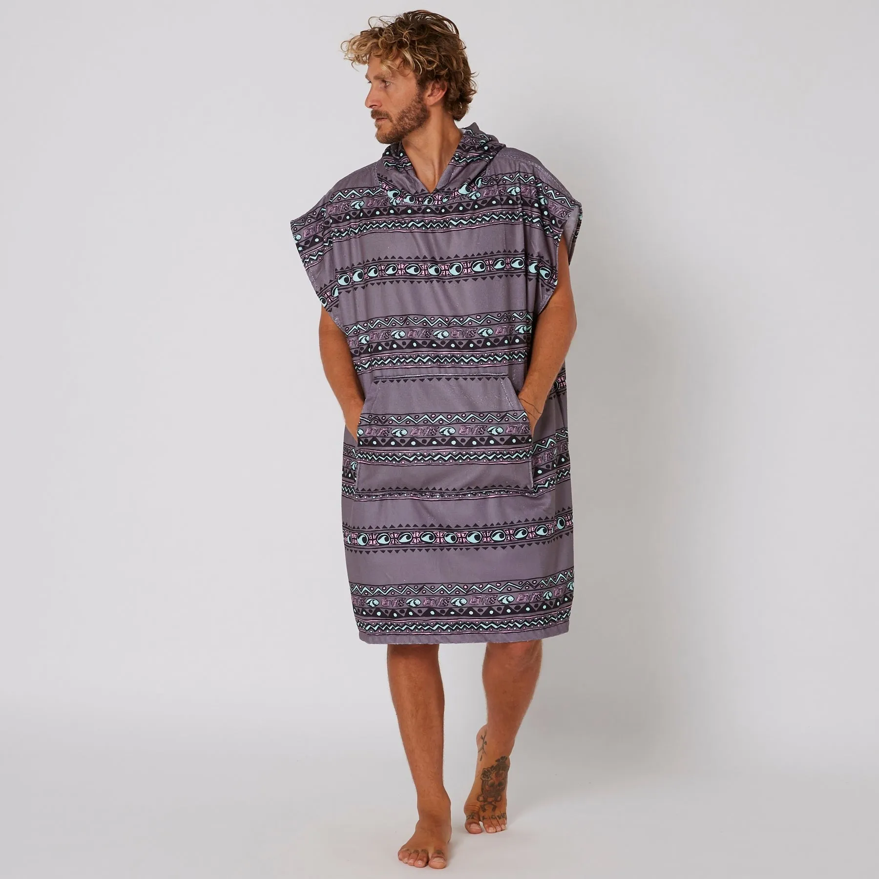 O&E Mens Digital Hooded Poncho - Charcoal