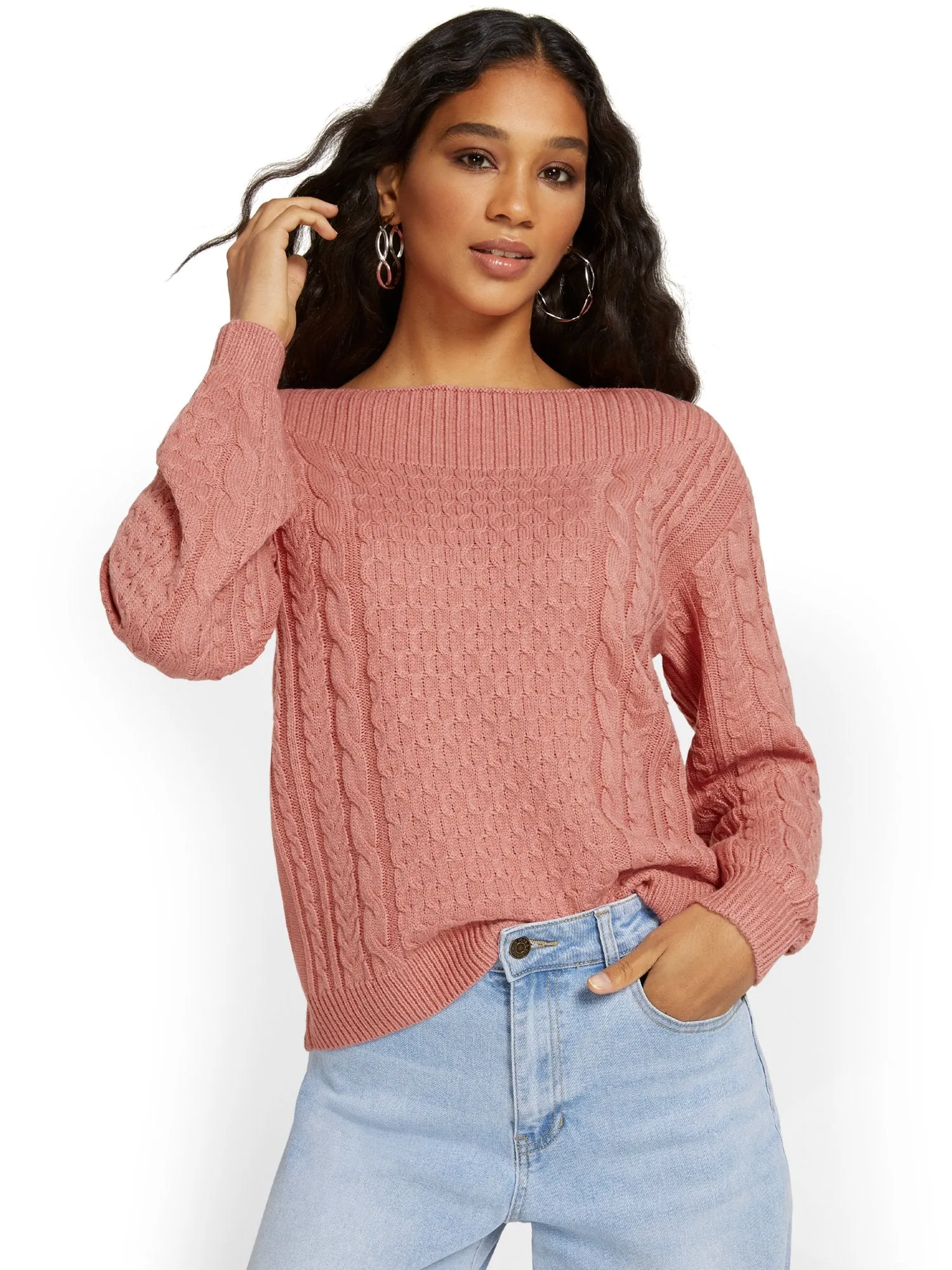 Off-The-Shoulder Pullover Sweater