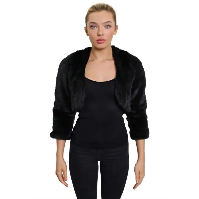 Open Front Faux Fur Bolero