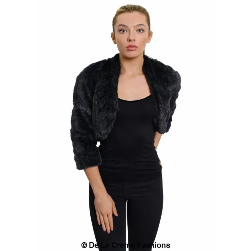 Open Front Faux Fur Bolero