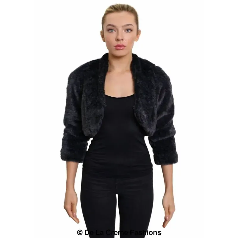Open Front Faux Fur Bolero