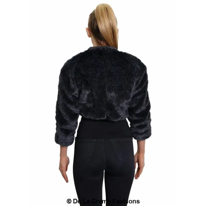 Open Front Faux Fur Bolero
