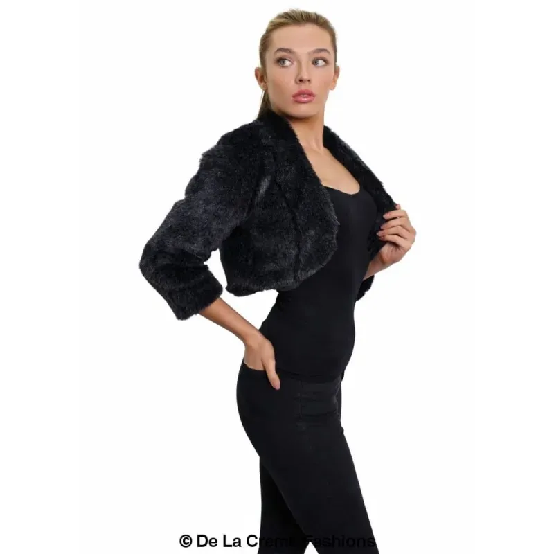 Open Front Faux Fur Bolero
