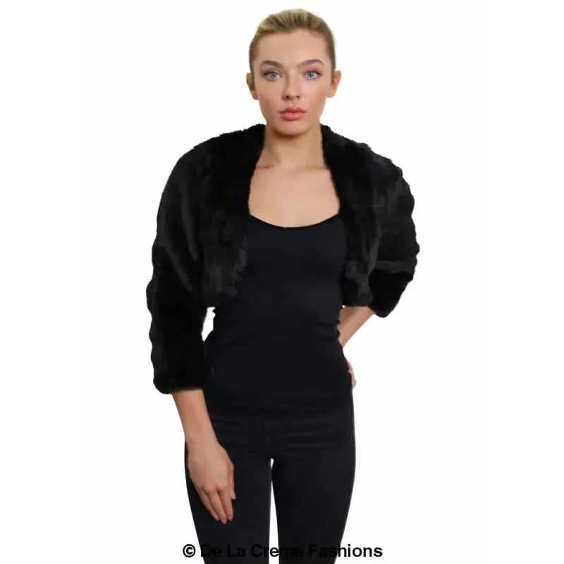 Open Front Faux Fur Bolero