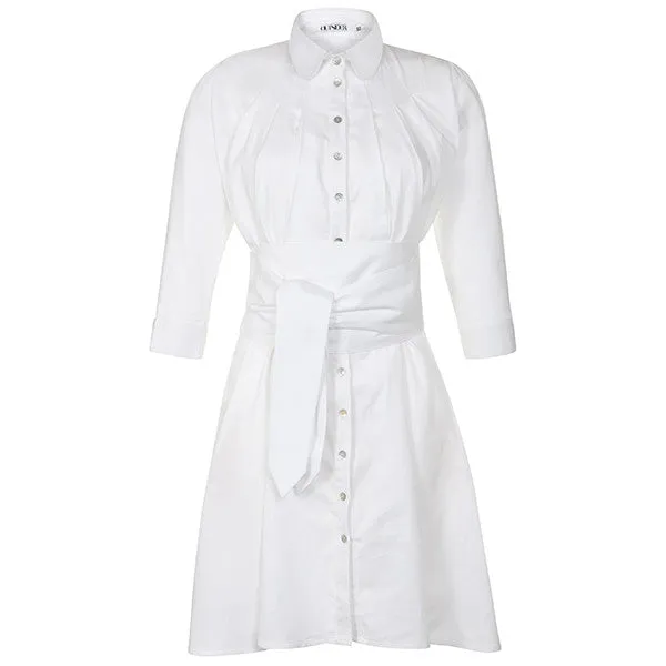 Outsider shirt dress with obi belt in white