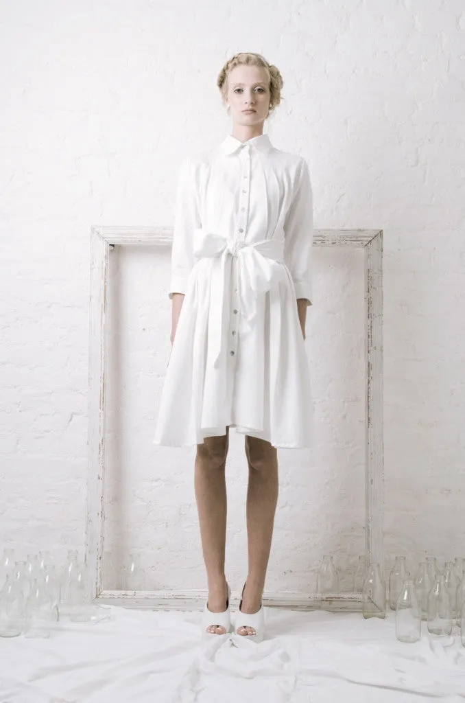 Outsider shirt dress with obi belt in white